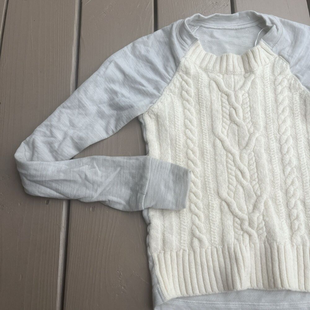 LULULEMON St. Moritz Cable Knit French Merino Wool Sweater Beige Size Small - Picture 3 of 10